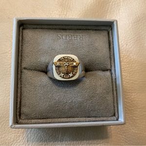 14K Gold Filled THE BOEING CO. 35 Years Service on Sterling Signet Ring